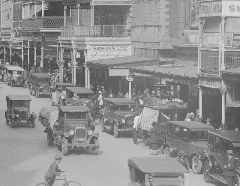 SRSA GRG35/342/1/22/box68/GN12808 The western side of Rundle Street facing east; a sign of James Place can be seen near the &ldquo;Savery&rsquo;s&rdquo; signage on the right-hand side of these images above.